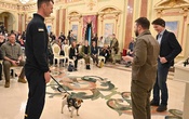 Canadian Prime Minister Justin Trudeau and Ukraine's President Volodymyr Zelensky award service dog 